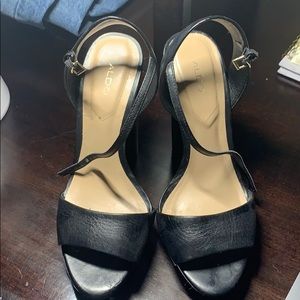 Black leather ALDO heels